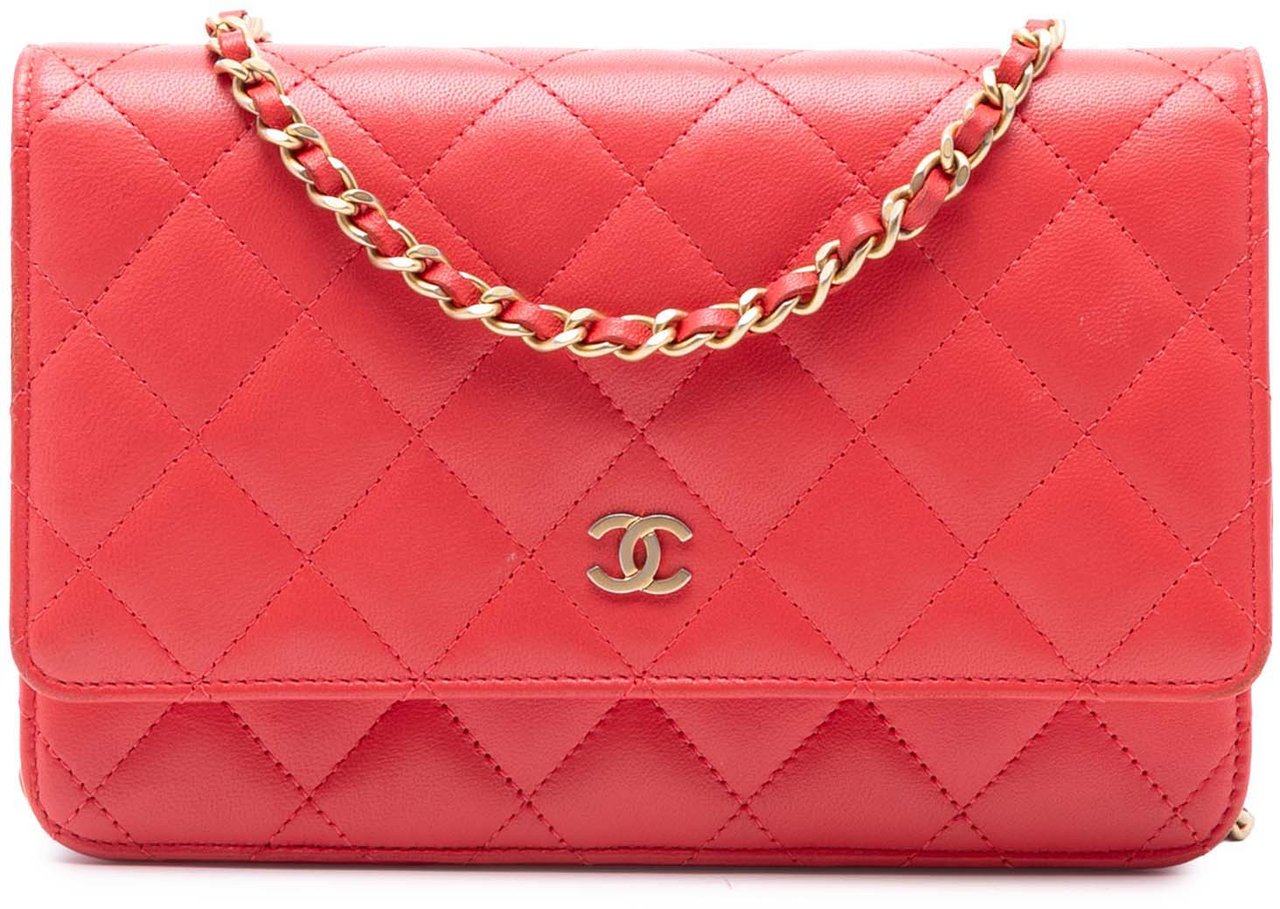 Chanel CC Quilted Lambskin Wallet on Chain Rood