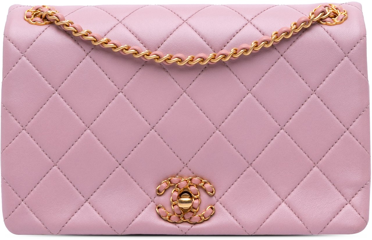 Chanel Quilted Lambskin Braided CC Single Flap Roze