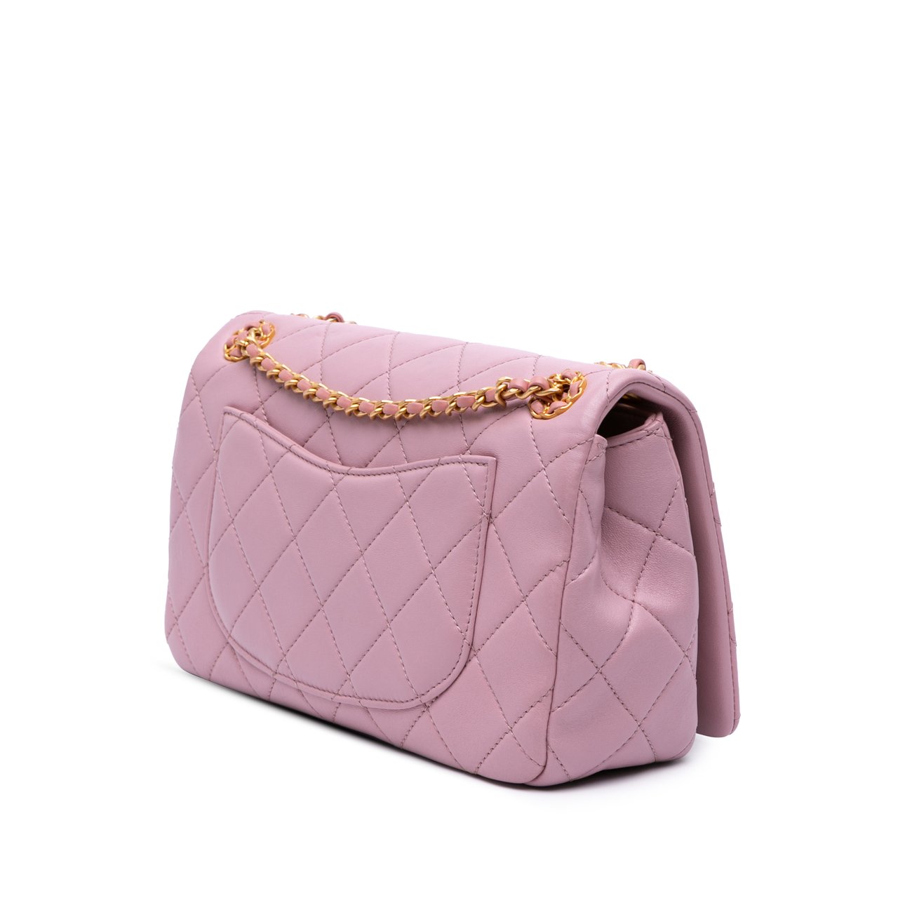 Chanel Quilted Lambskin Braided CC Single Flap Roze