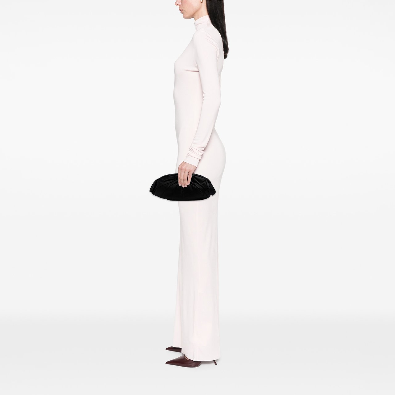 Chanel CC Pleated Satin Frame Evening Clutch Zwart