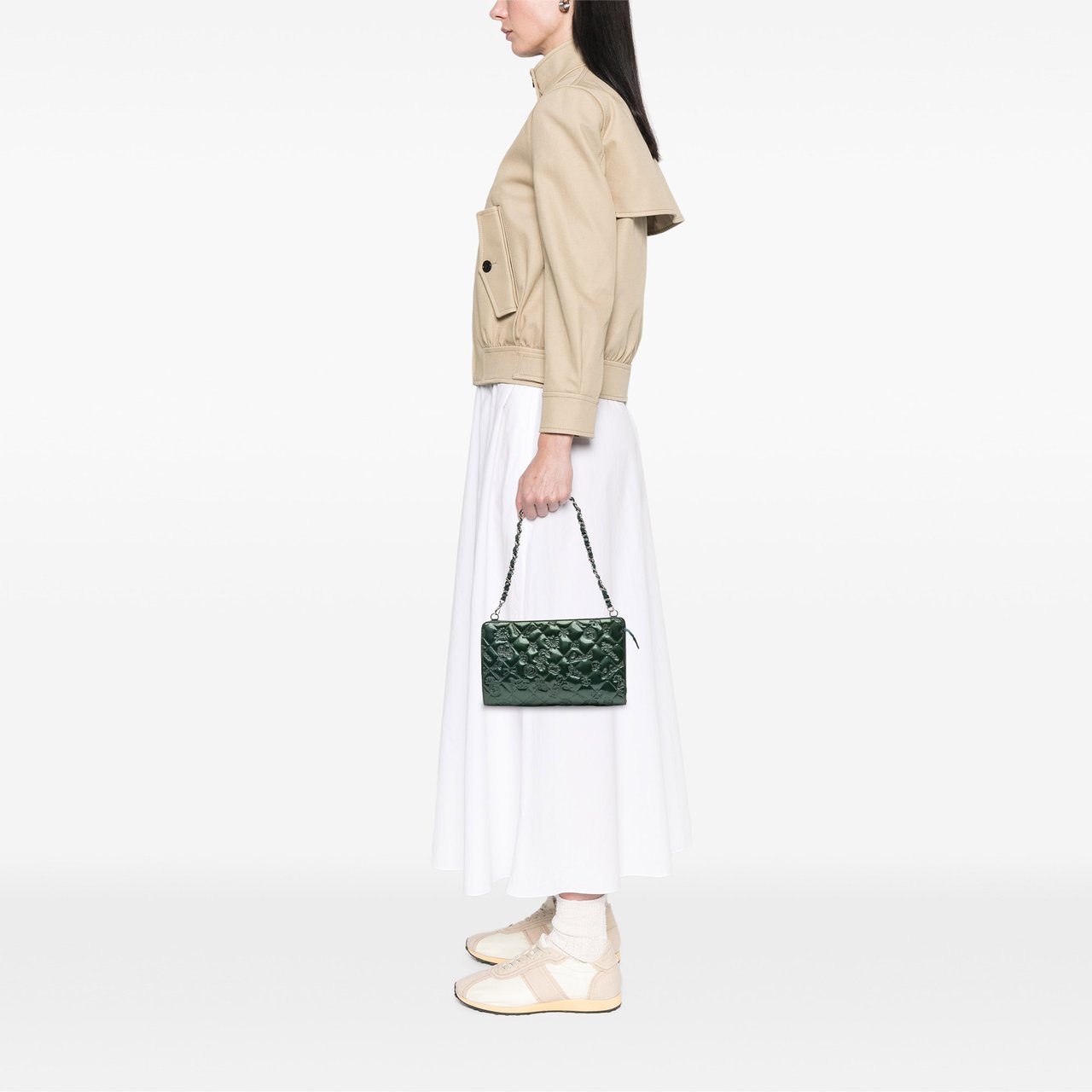 Chanel Quilted Patent Precious Symbols Pochette Groen