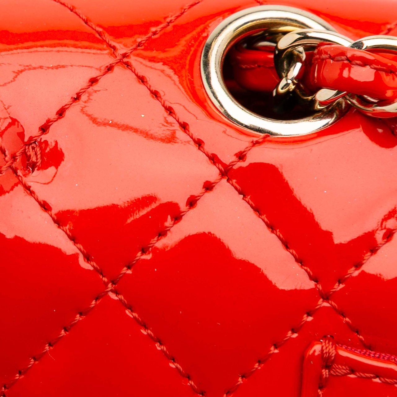 Chanel Medium Classic Patent Valentines Heart Charms Single Flap Rood