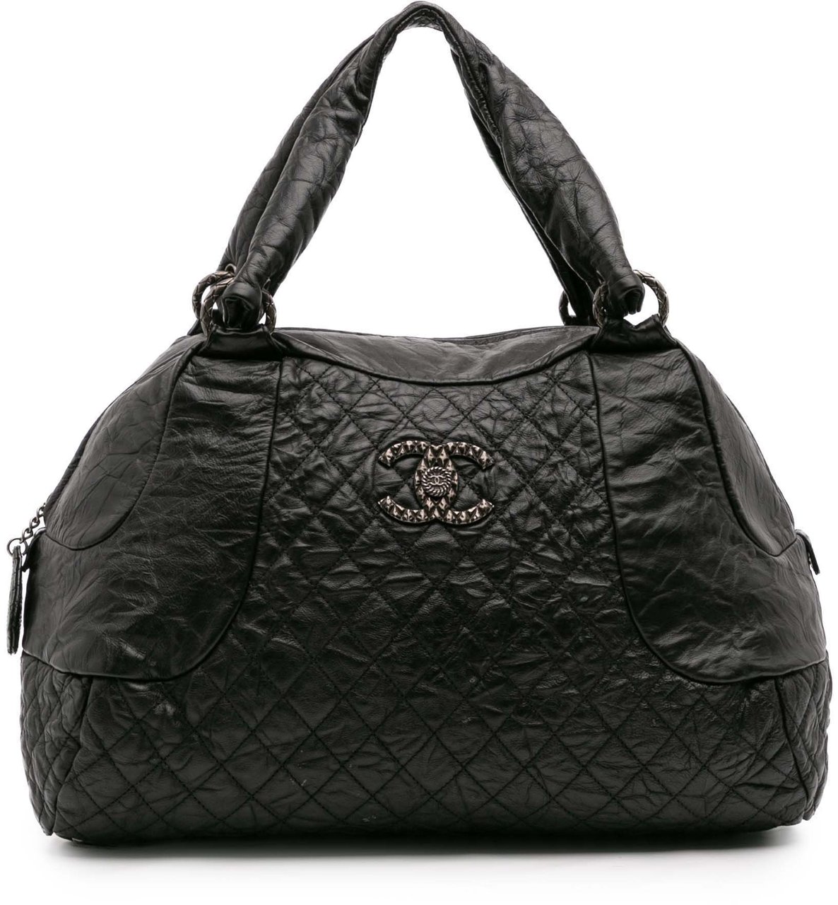 Chanel CC Quilted Aged Calfskin Coco Rider Bowling Bag Zwart