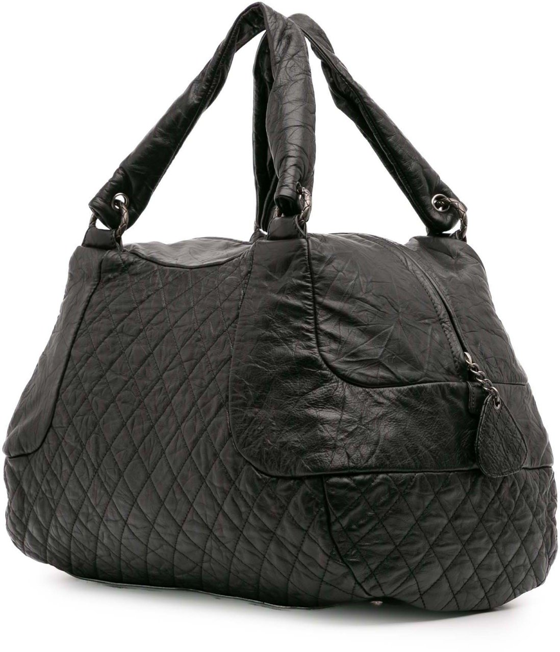 Chanel CC Quilted Aged Calfskin Coco Rider Bowling Bag Zwart