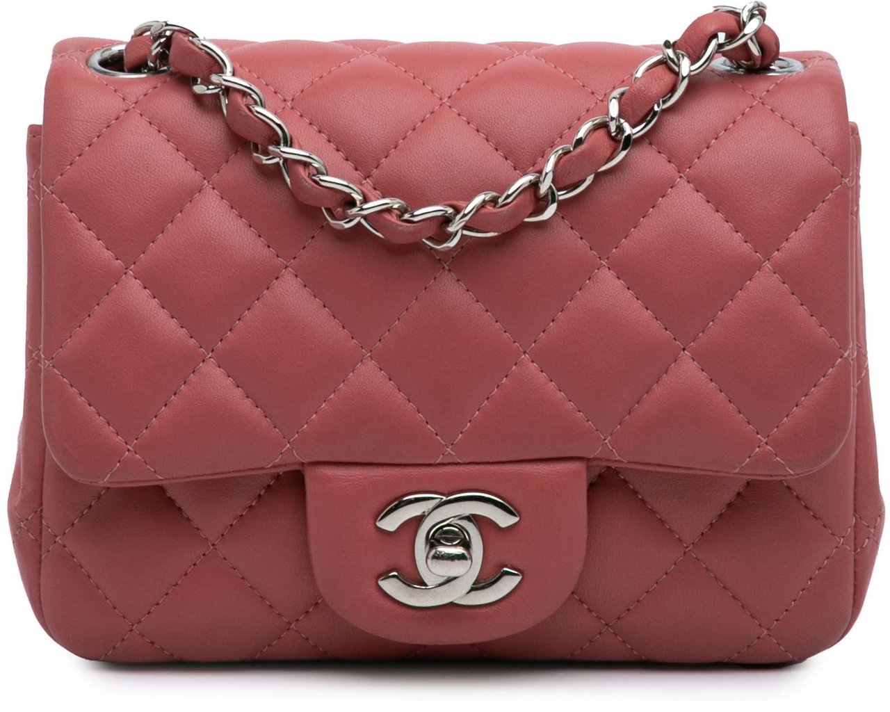 Chanel Mini Square Classic Lambskin Single Flap Roze