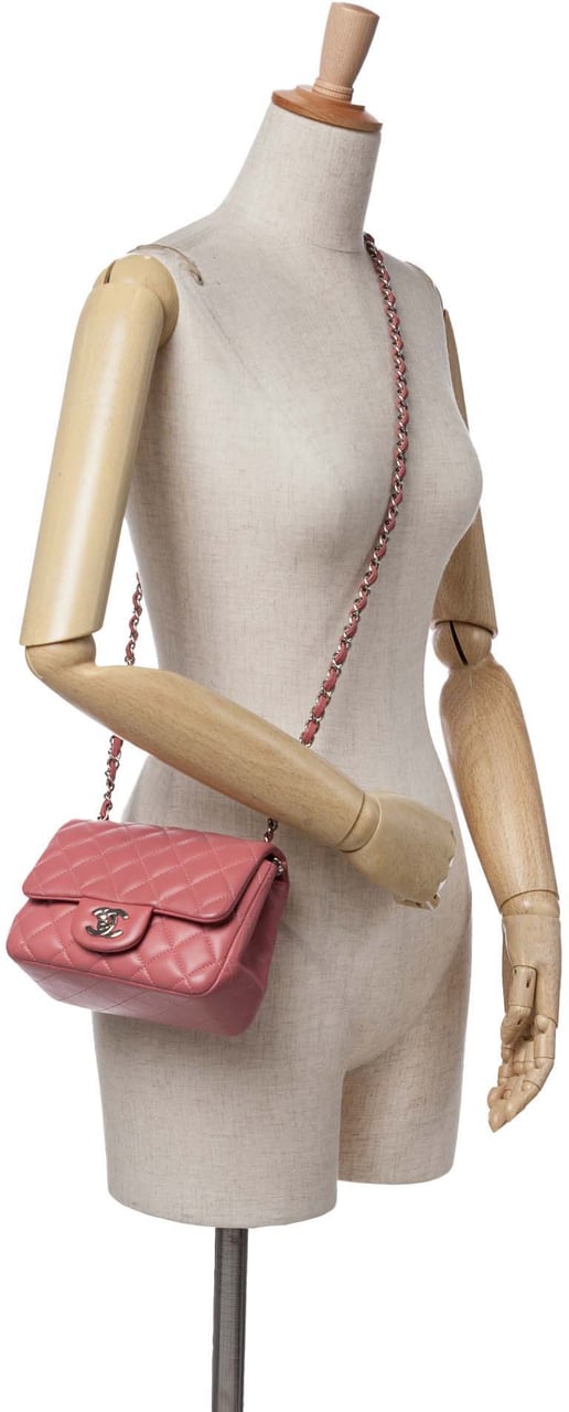 Chanel Mini Square Classic Lambskin Single Flap Roze