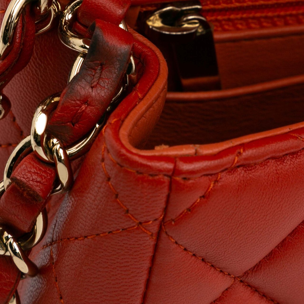 Chanel Mini Square Classic Lambskin Single Flap Oranje