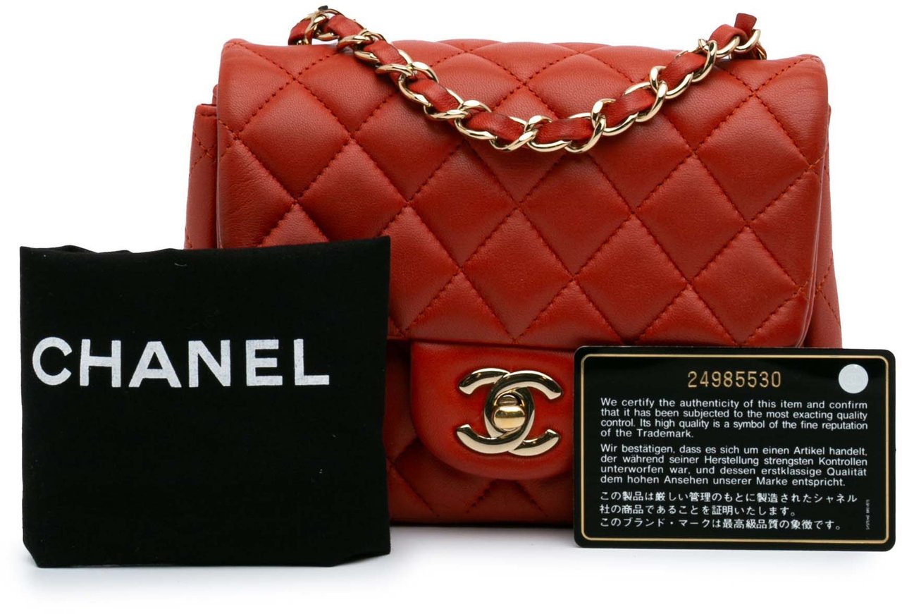 Chanel Mini Square Classic Lambskin Single Flap Oranje