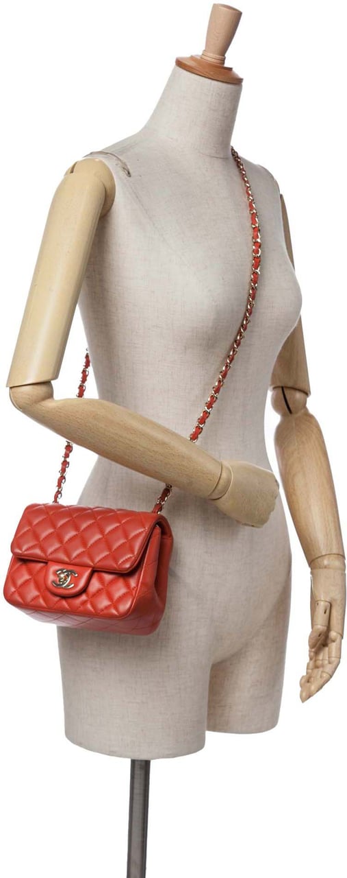 Chanel Mini Square Classic Lambskin Single Flap Oranje