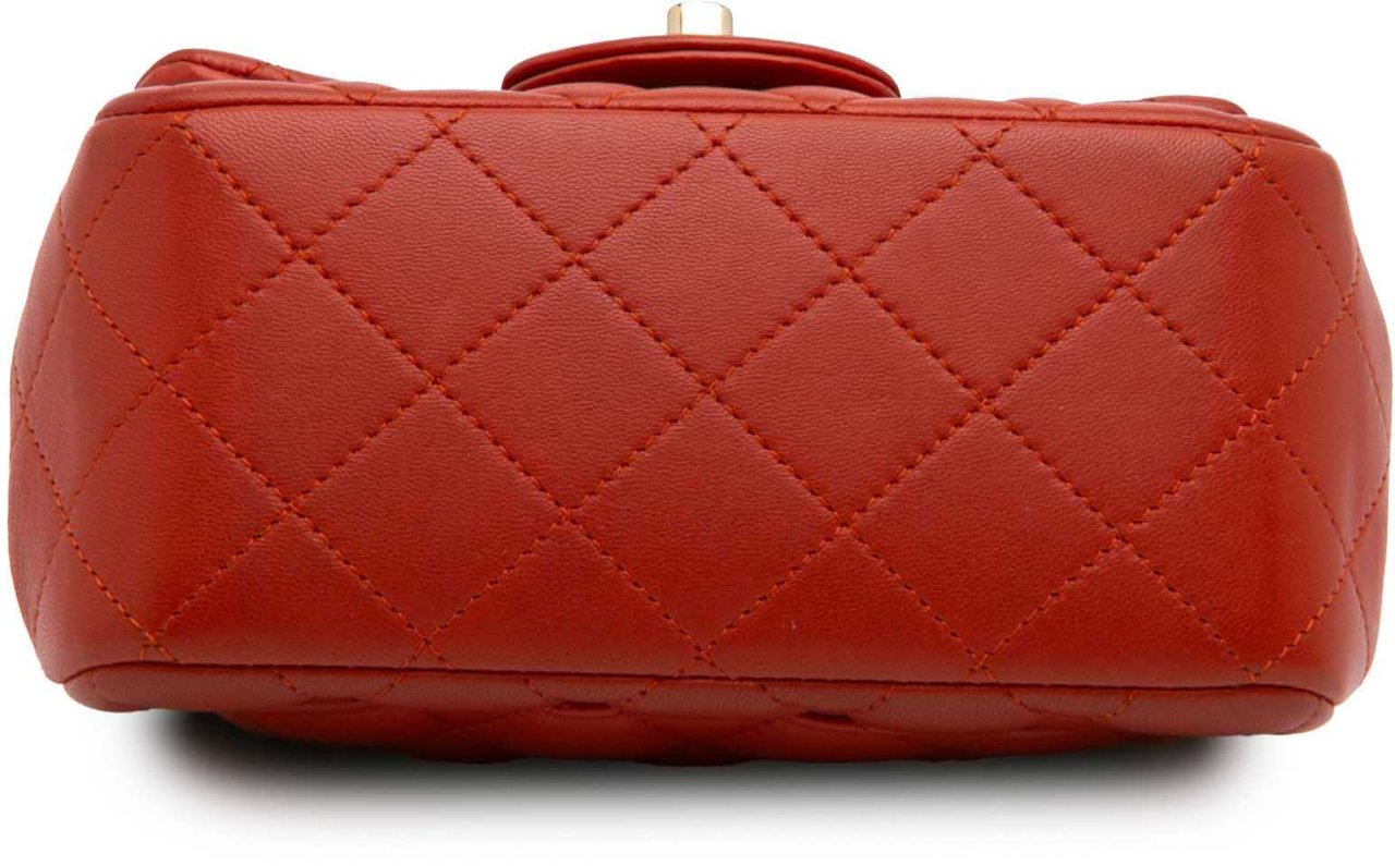 Chanel Mini Square Classic Lambskin Single Flap Oranje