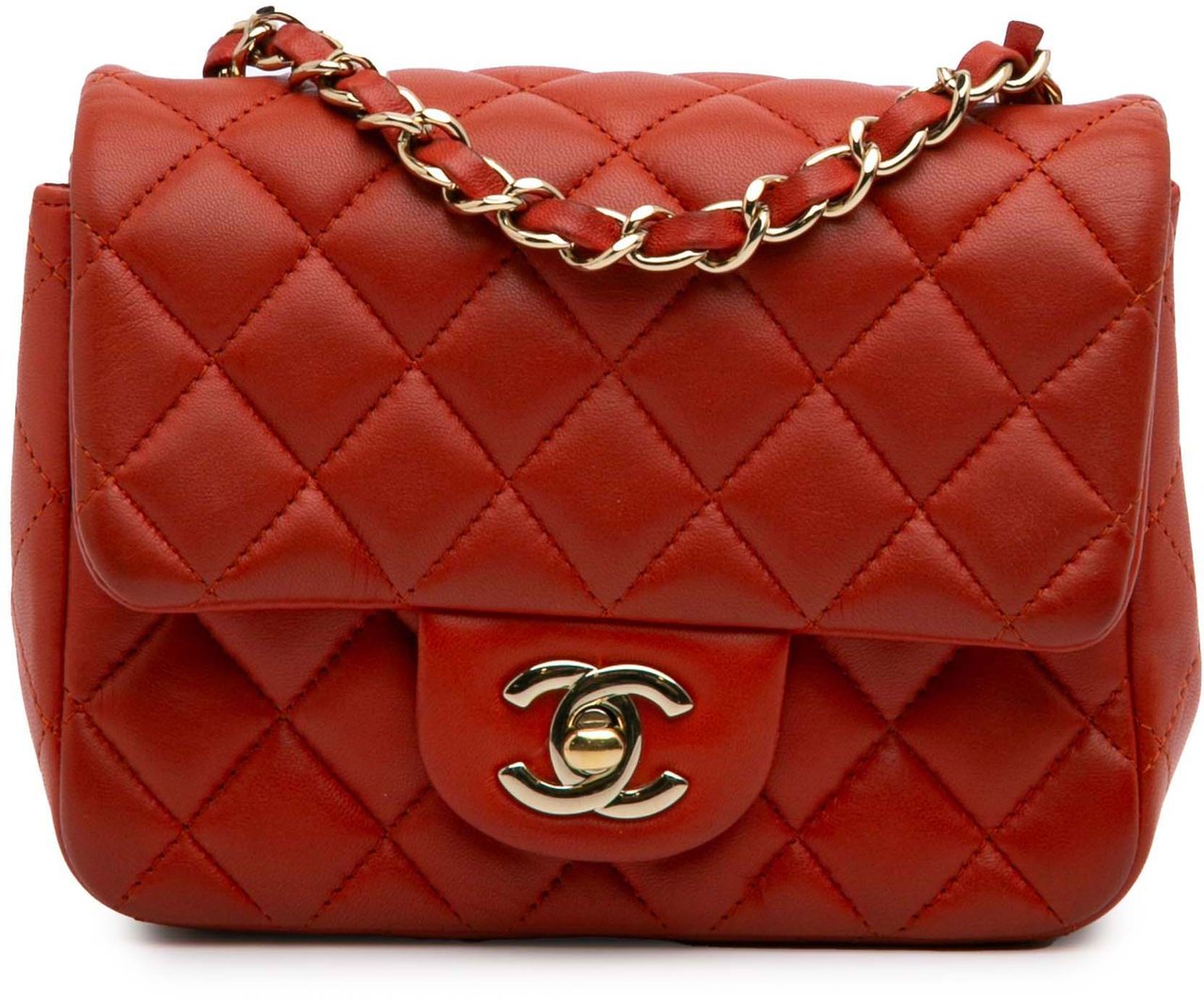 Chanel Mini Square Classic Lambskin Single Flap Oranje