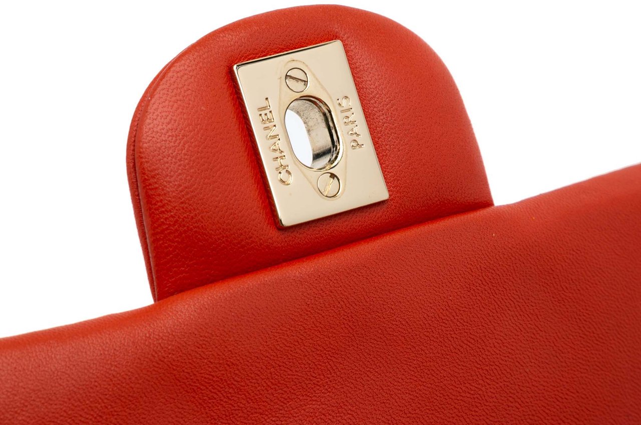 Chanel Mini Square Classic Lambskin Single Flap Oranje