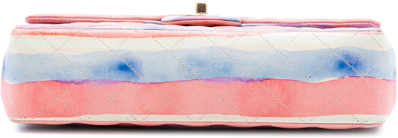 Chanel Medium Classic Printed Lambskin Watercolor Double Flap Roze