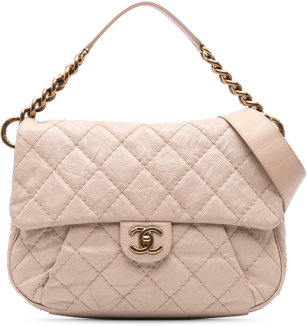 Chanel Medium Quilted Caviar Coco Pleats Messenger Flap Bruin