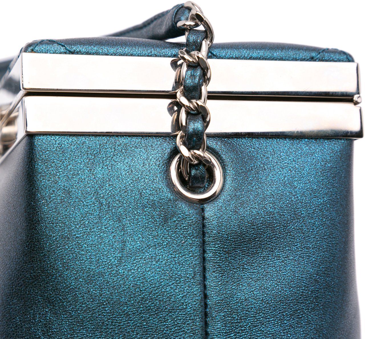 Chanel CC Metallic Calfskin Vanity Case Blauw