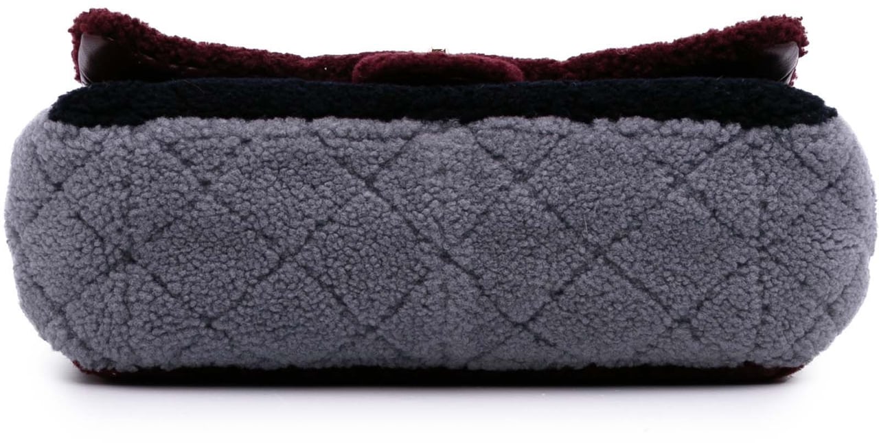 Chanel Medium Tricolor CC Quilted Shearling Single Flap Rood