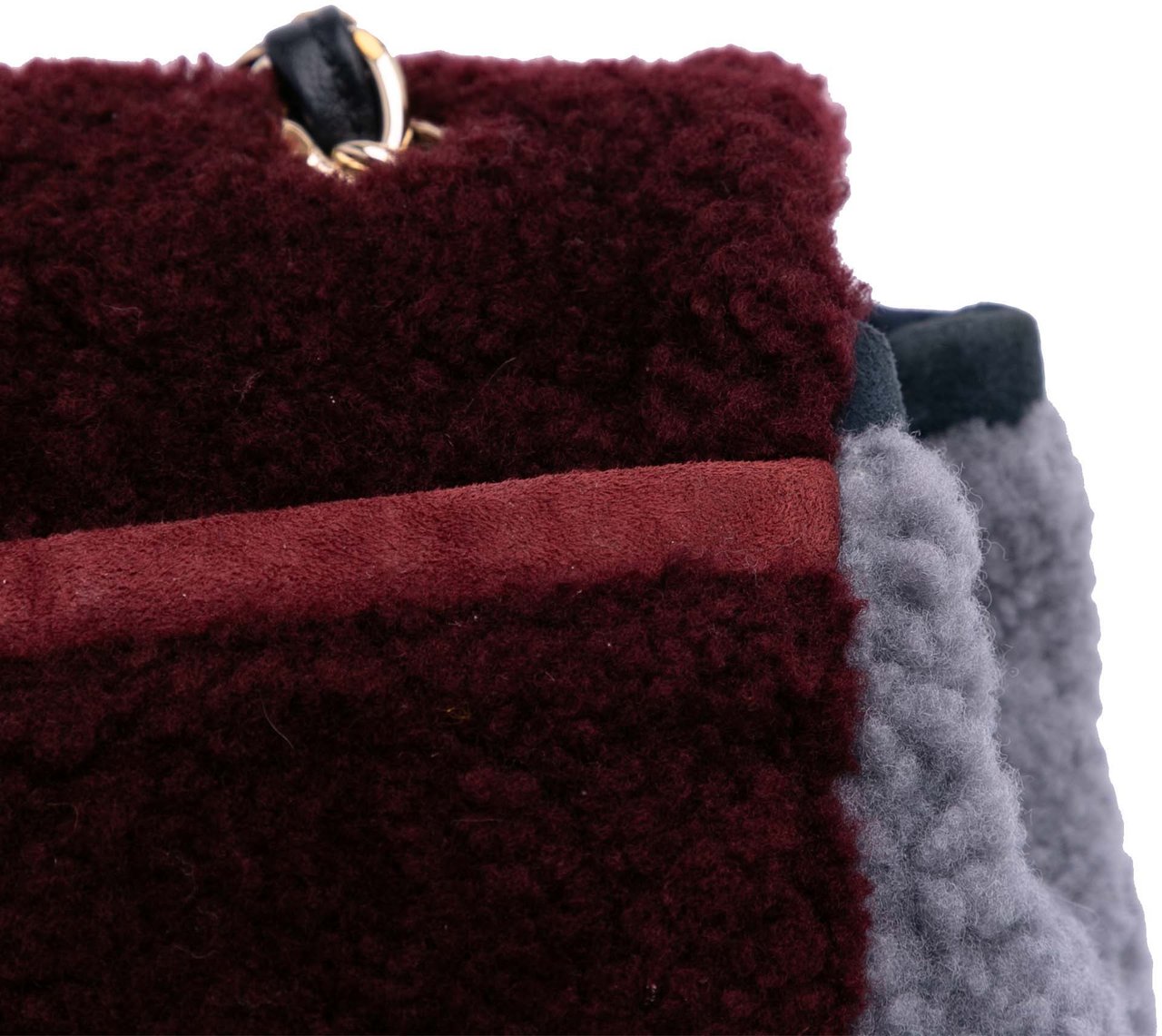 Chanel Medium Tricolor CC Quilted Shearling Single Flap Rood