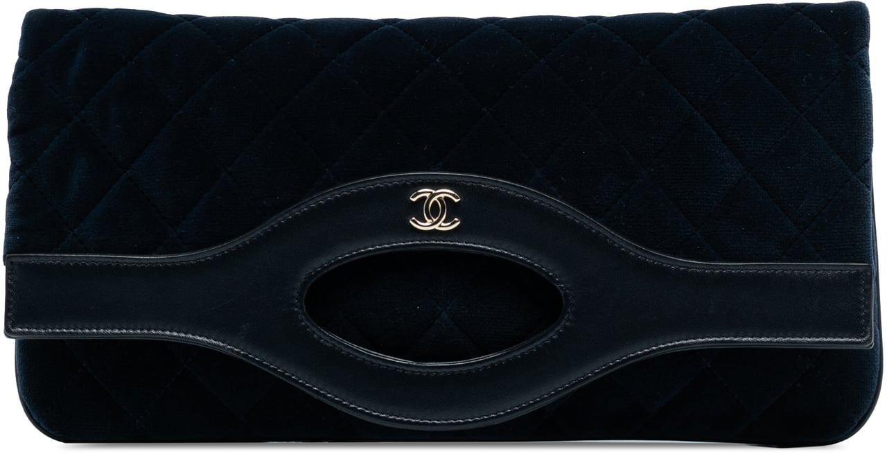 Chanel Quilted Velvet 31 Clutch Blauw