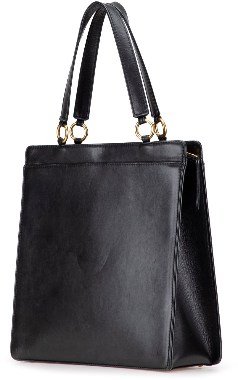 Chanel Lambskin Embroidered Logo Tote Zwart