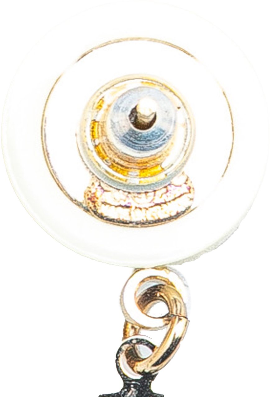 Chanel Gold Plated Acrylic CC Dangle Coco Chanel Push Back Earrings Wit