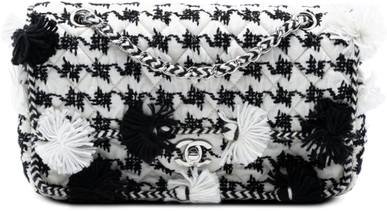 Chanel Medium Classic Embroidered Canvas Double Flap Wit