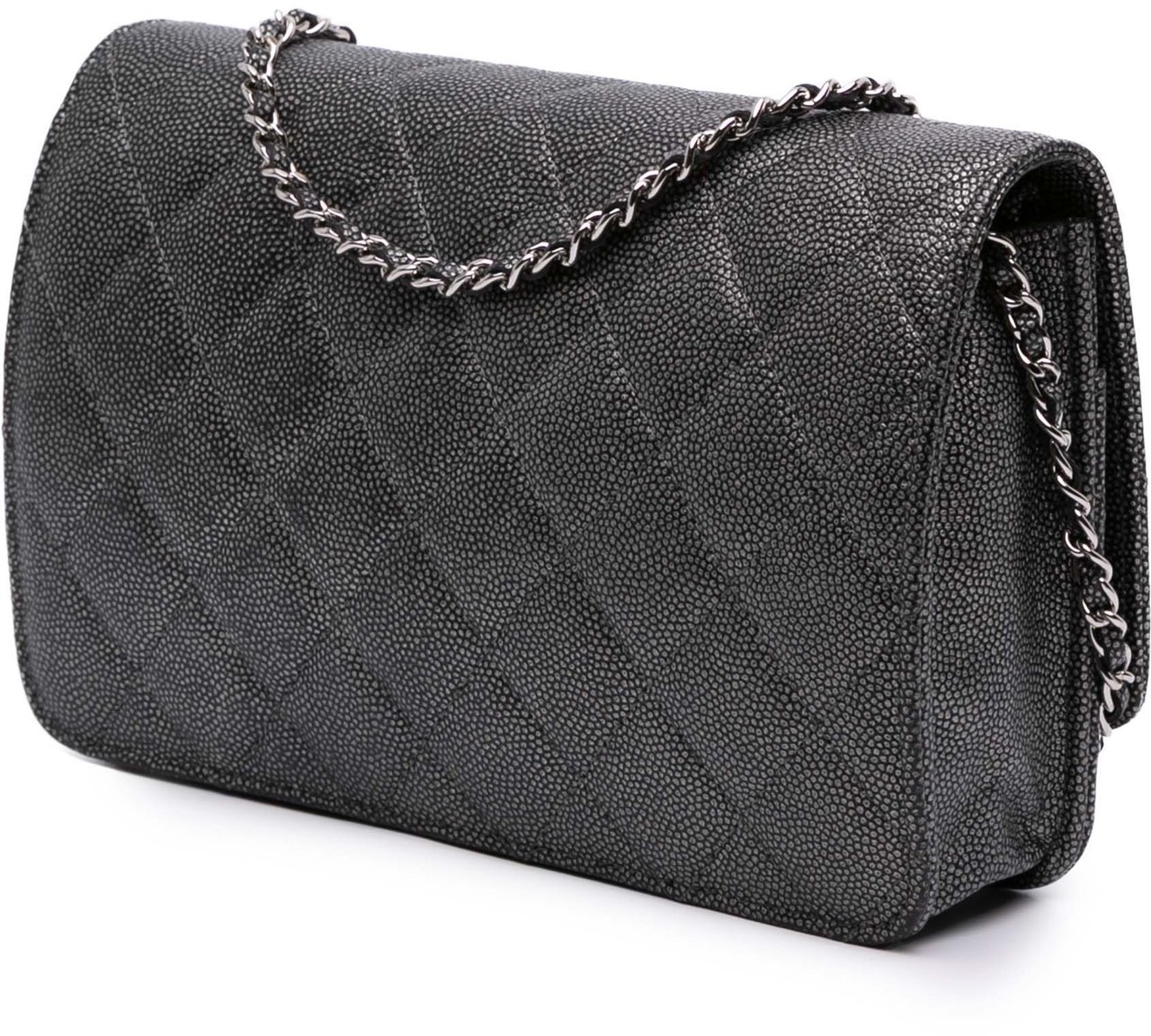 Chanel Quilted Metallic Caviar Golden Class Wallet On Chain Zwart