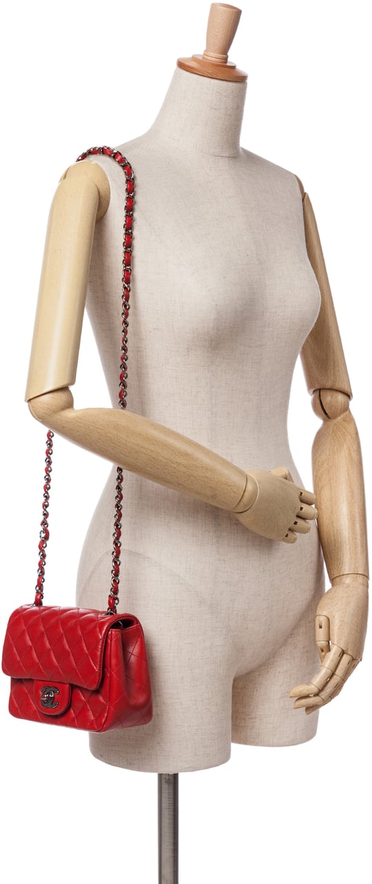 Chanel Mini Square Classic Lambskin Single Flap Rood