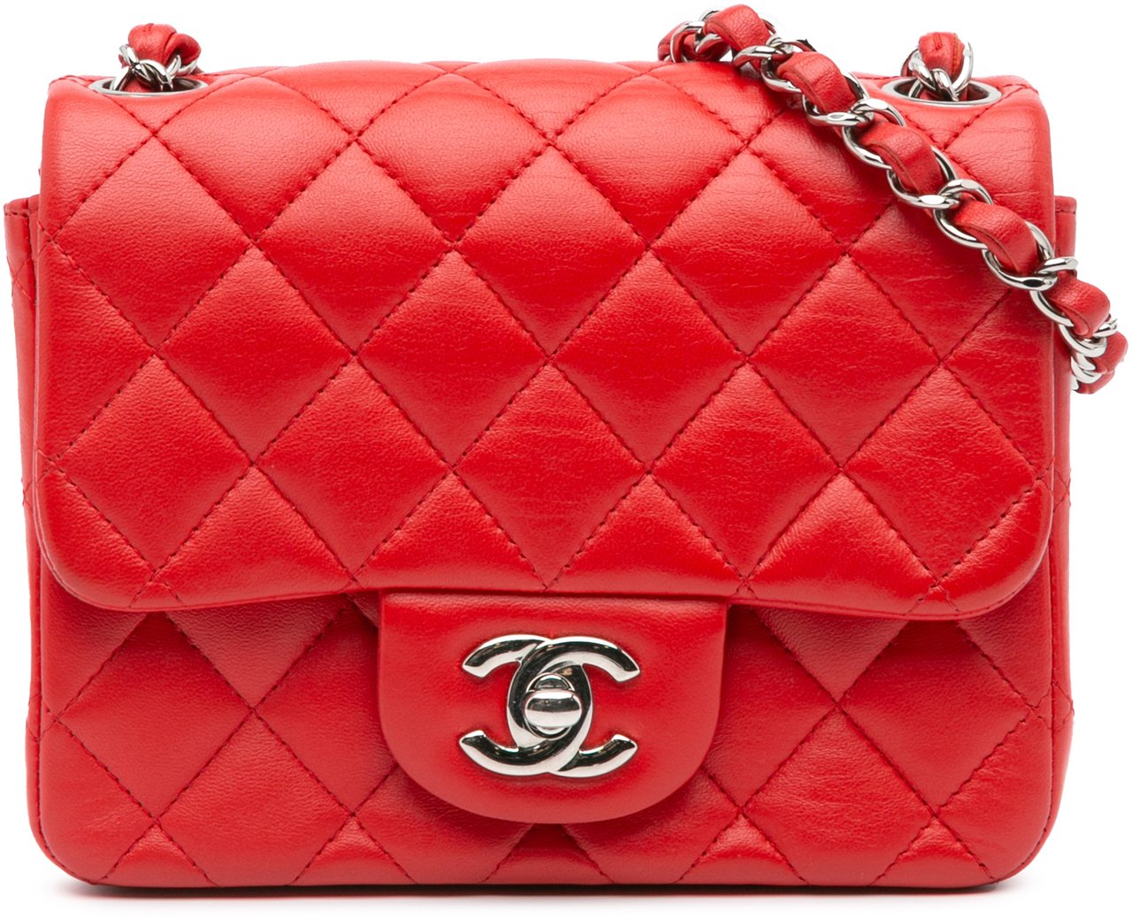 Chanel Mini Square Classic Lambskin Flap Rood