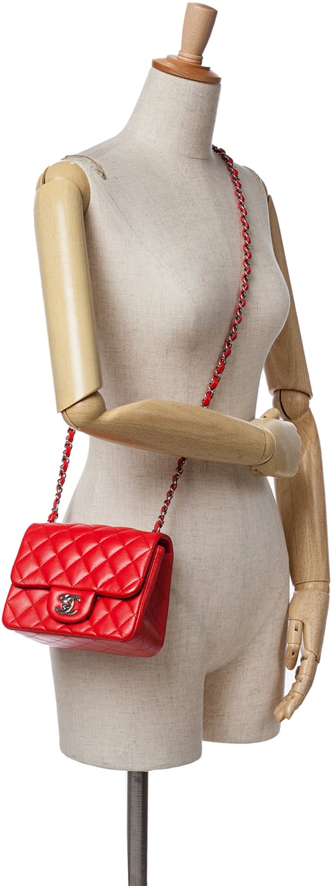 Chanel Mini Square Classic Lambskin Flap Rood