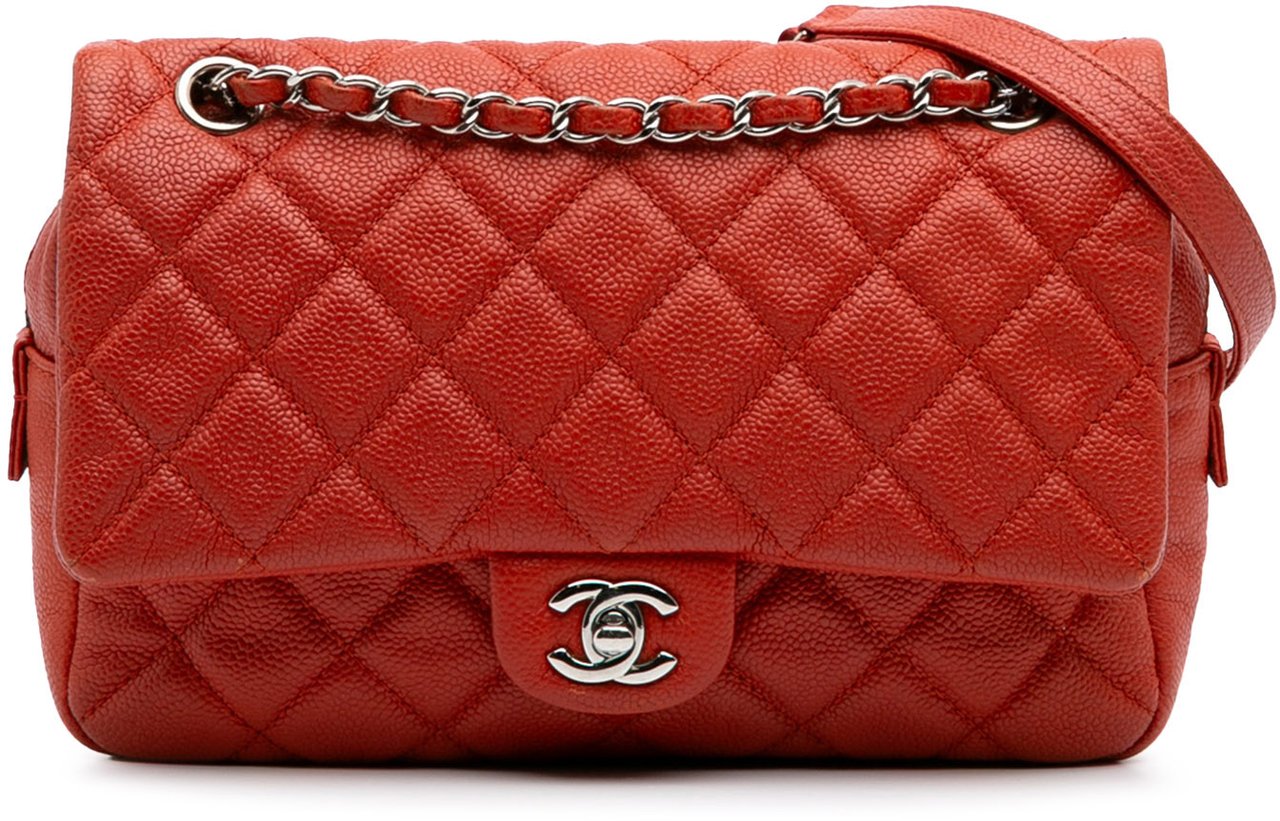 Chanel Medium Quilted Caviar Easy Flap Oranje