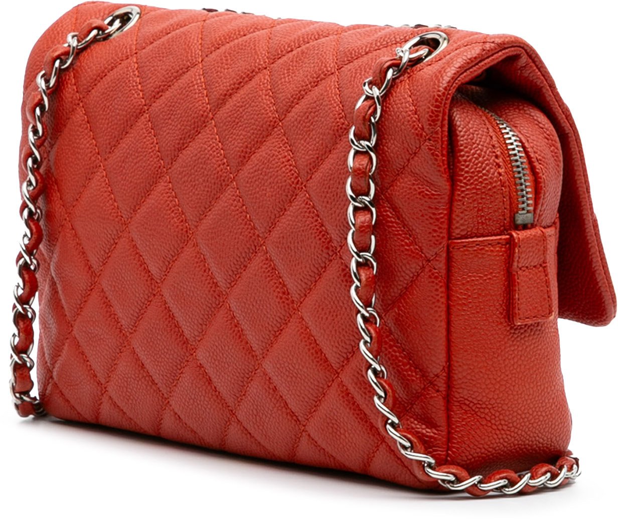Chanel Medium Quilted Caviar Easy Flap Oranje
