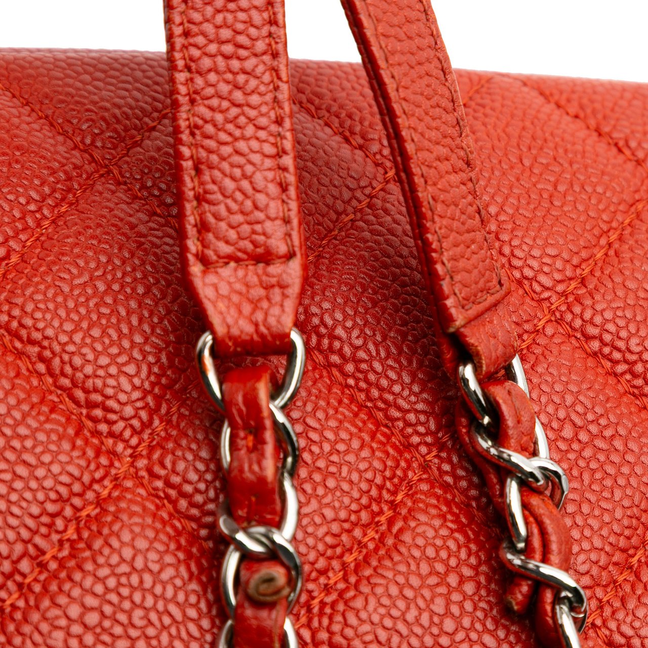 Chanel Medium Quilted Caviar Easy Flap Oranje
