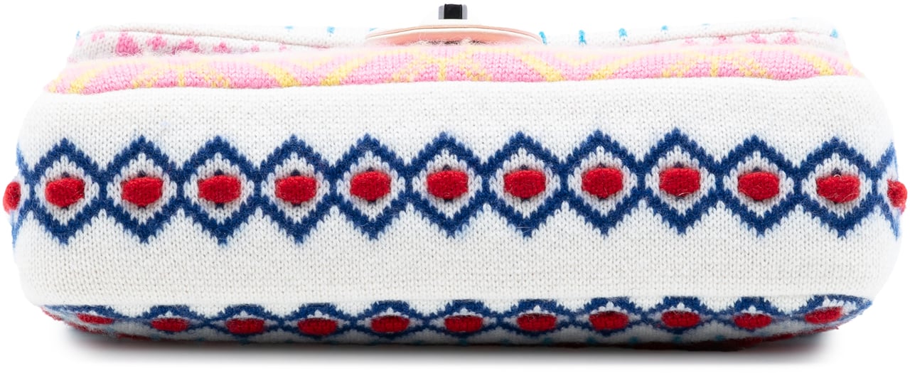 Chanel Medium Classic Multicolor Cashmere Knit Single Flap Wit