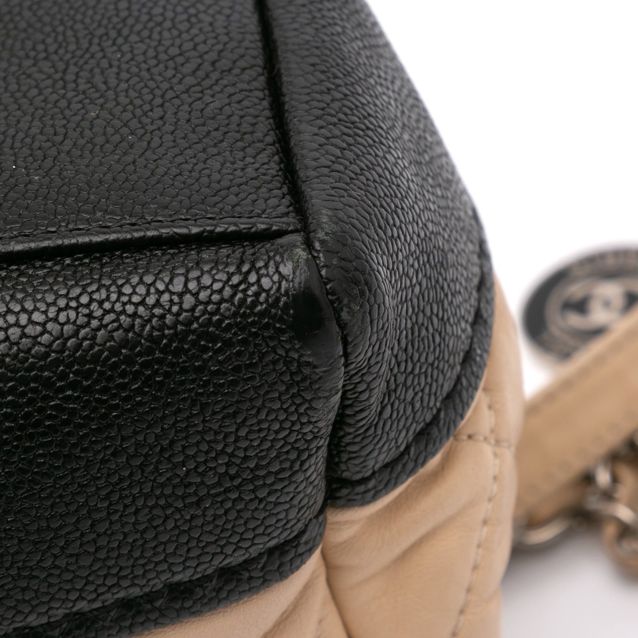 Chanel CC Bicolor Quilted Calfskin and Caviar Single Flap Bruin