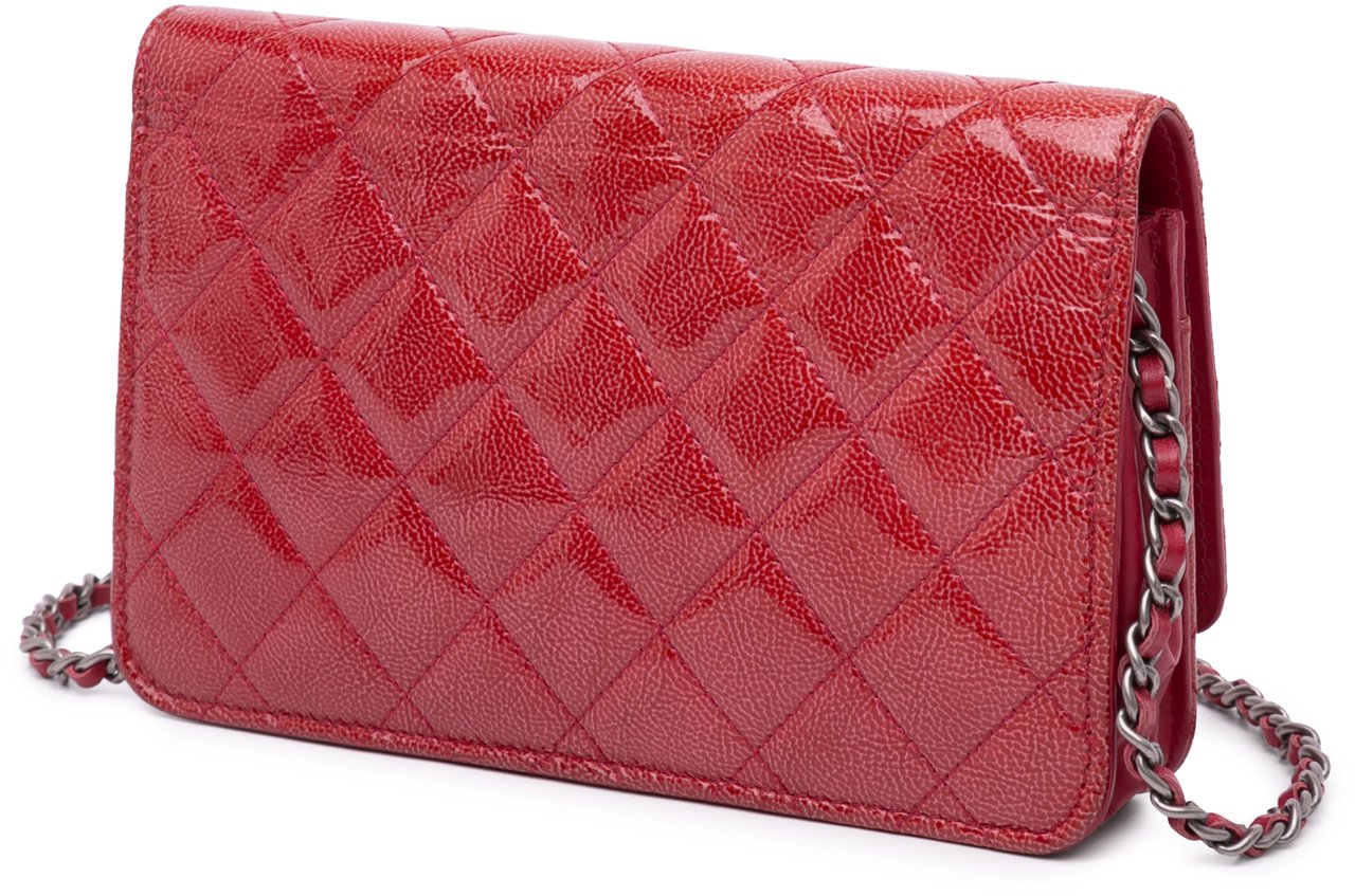 Chanel Paris Dallas CC Patent Goatskin Wallet on Chain Rood