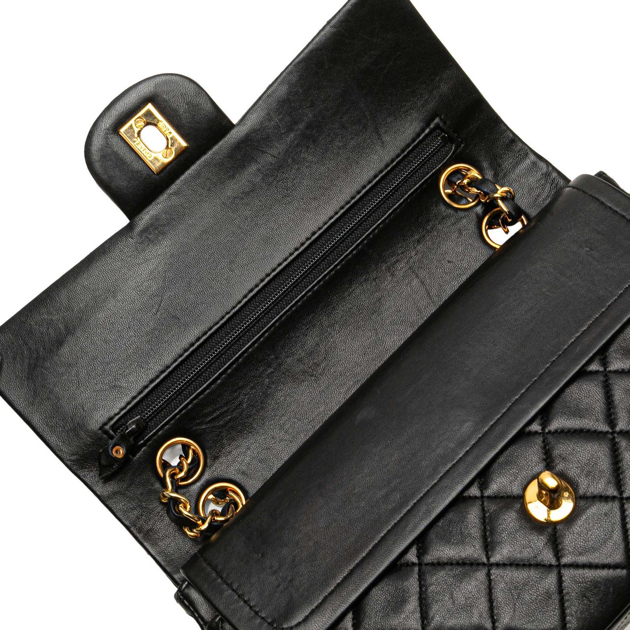 Chanel Small Classic Lambskin Double Flap Zwart