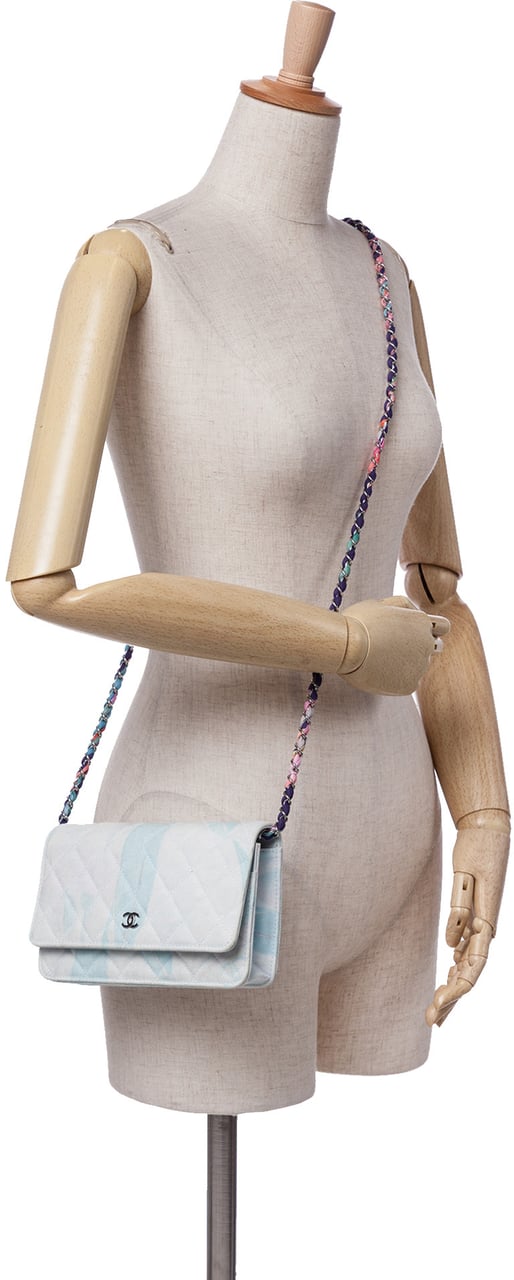 Chanel CC Quilted Canvas Jungle Jeans Wallet on Chain Wit