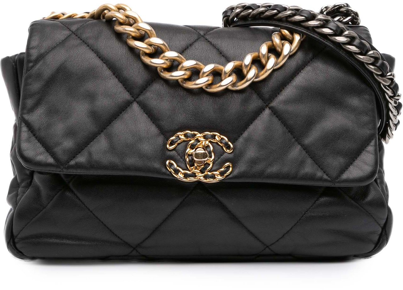 Chanel Large Lambskin 19 Flap Zwart