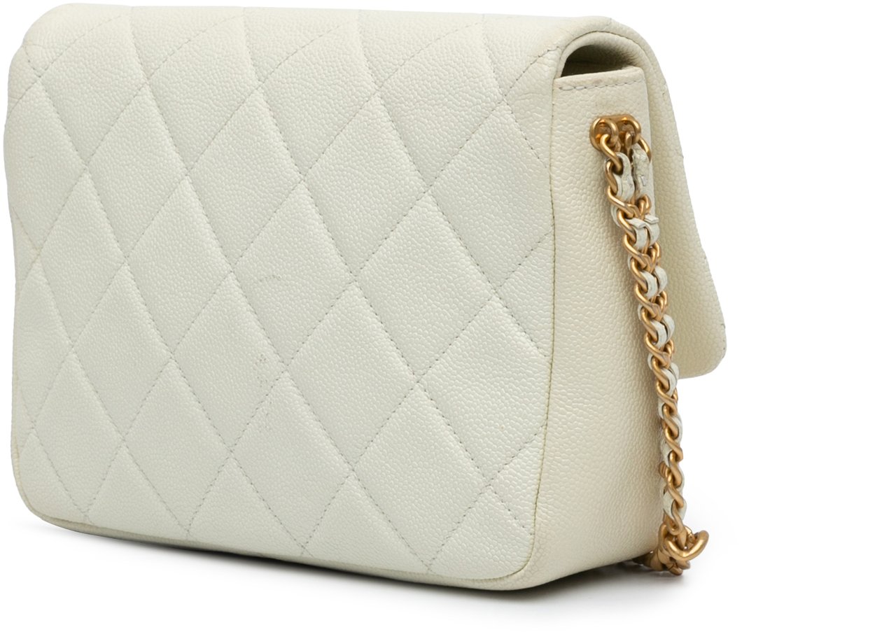 Chanel Small Quilted Caviar Chain Melody Flap Wit