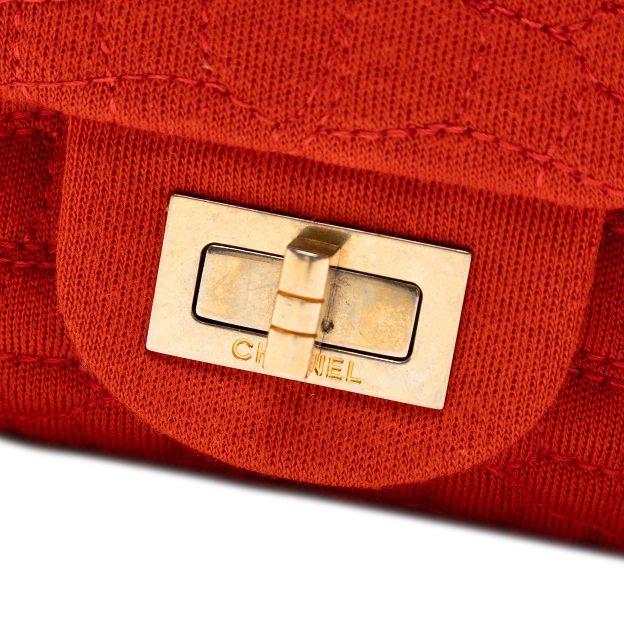 Chanel Reissue 2.55 Quilted Jersey Coco Croc Double Flap 225 Oranje