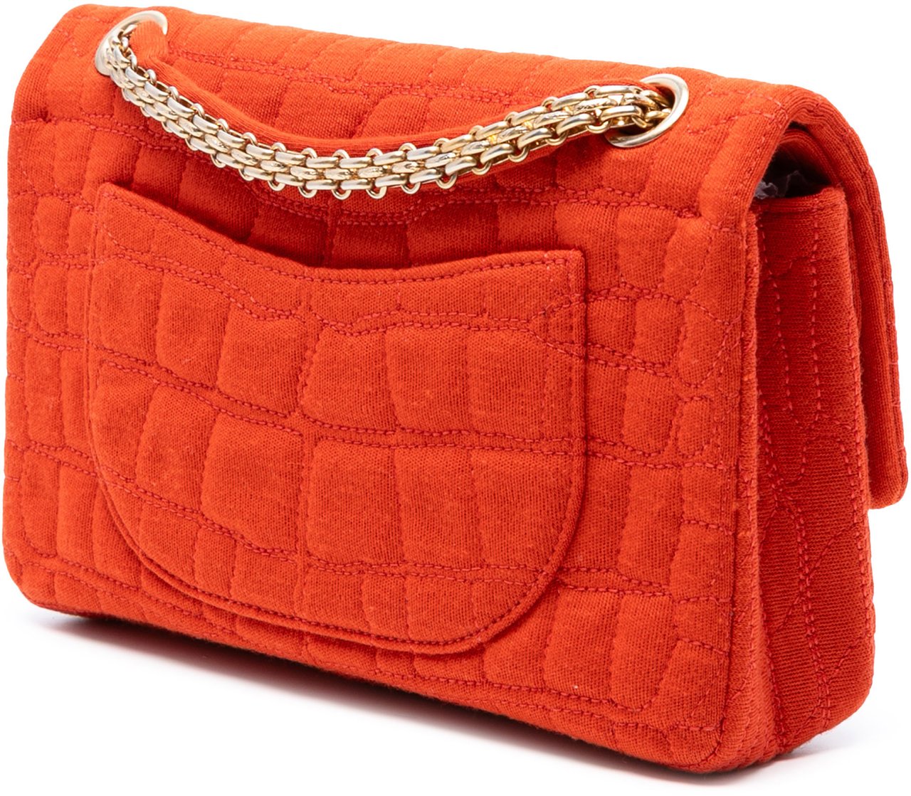 Chanel Reissue 2.55 Quilted Jersey Coco Croc Double Flap 225 Oranje