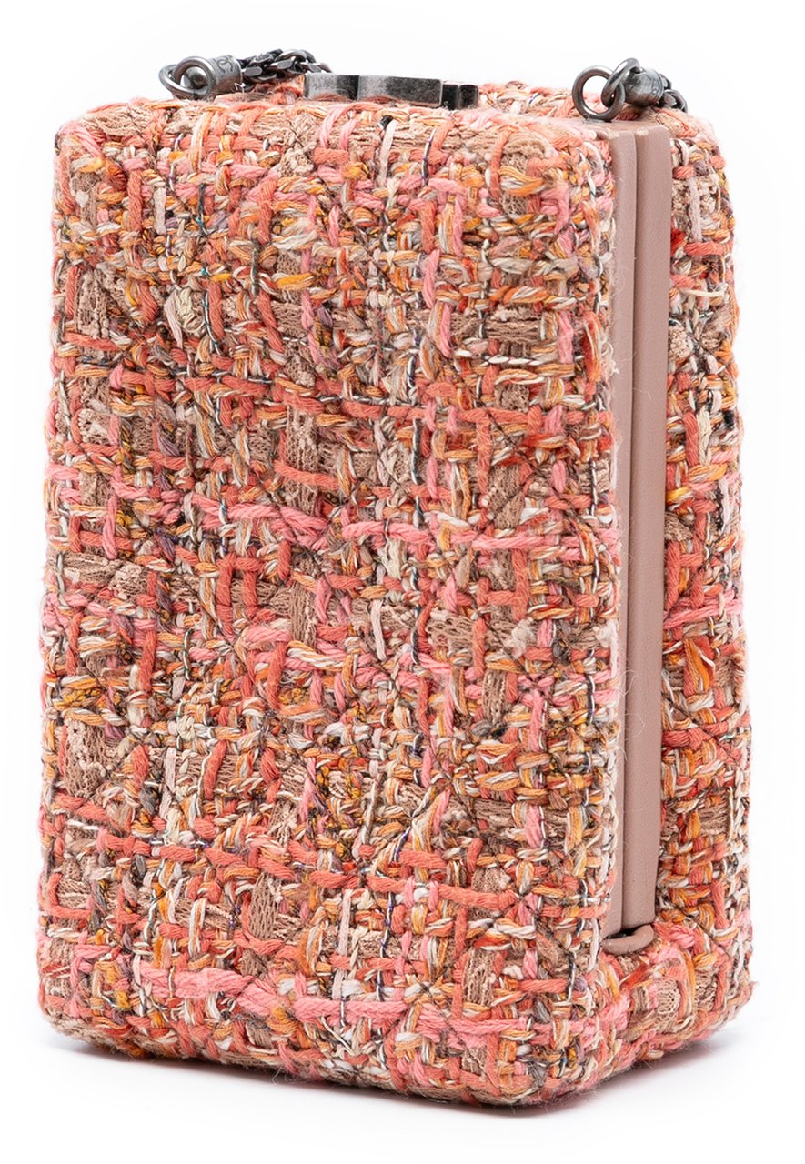 Chanel CC Tweed Chain Vertical Box Crossbody Roze