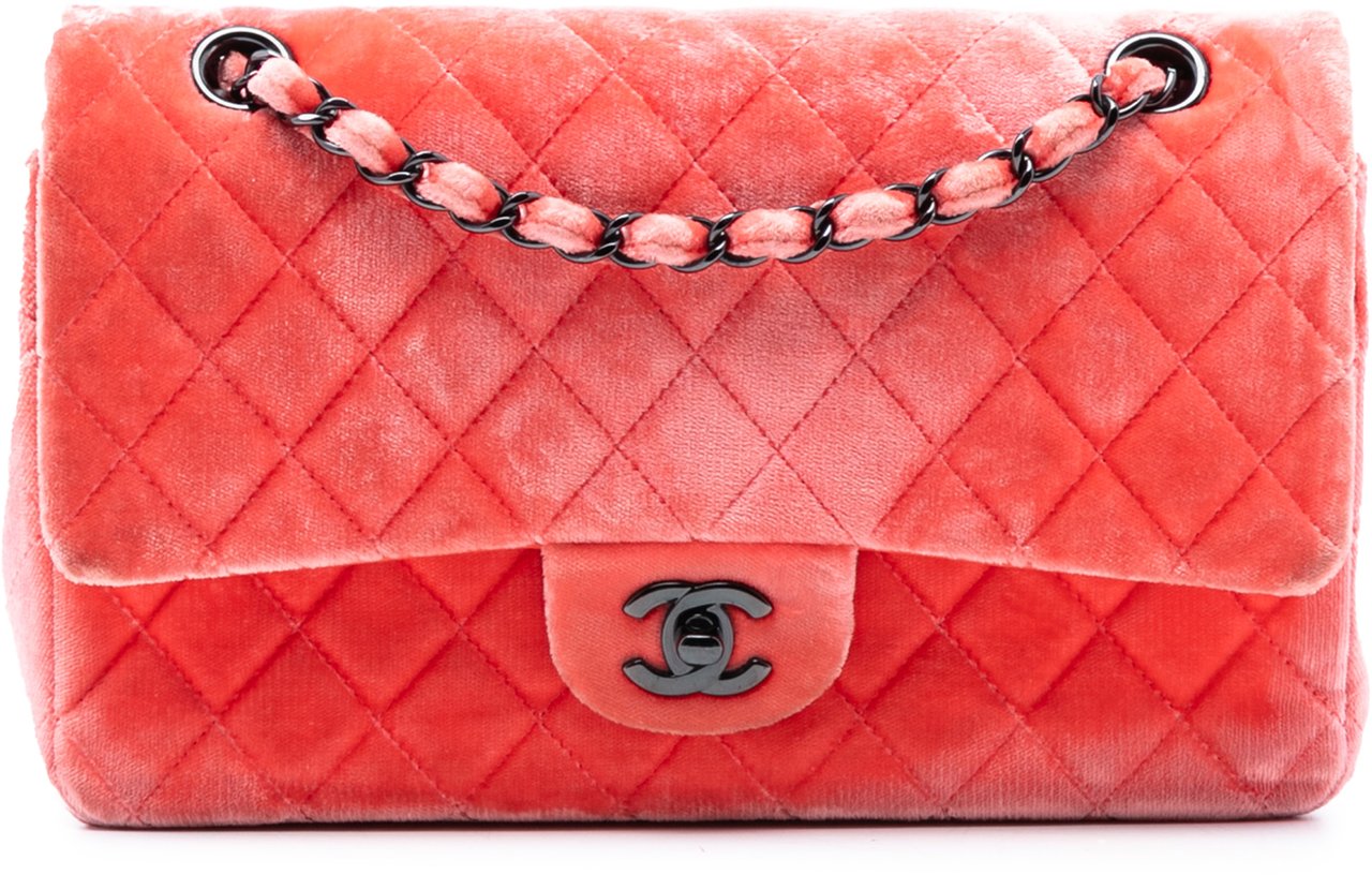 Chanel Medium Classic Velvet Double Flap Rood
