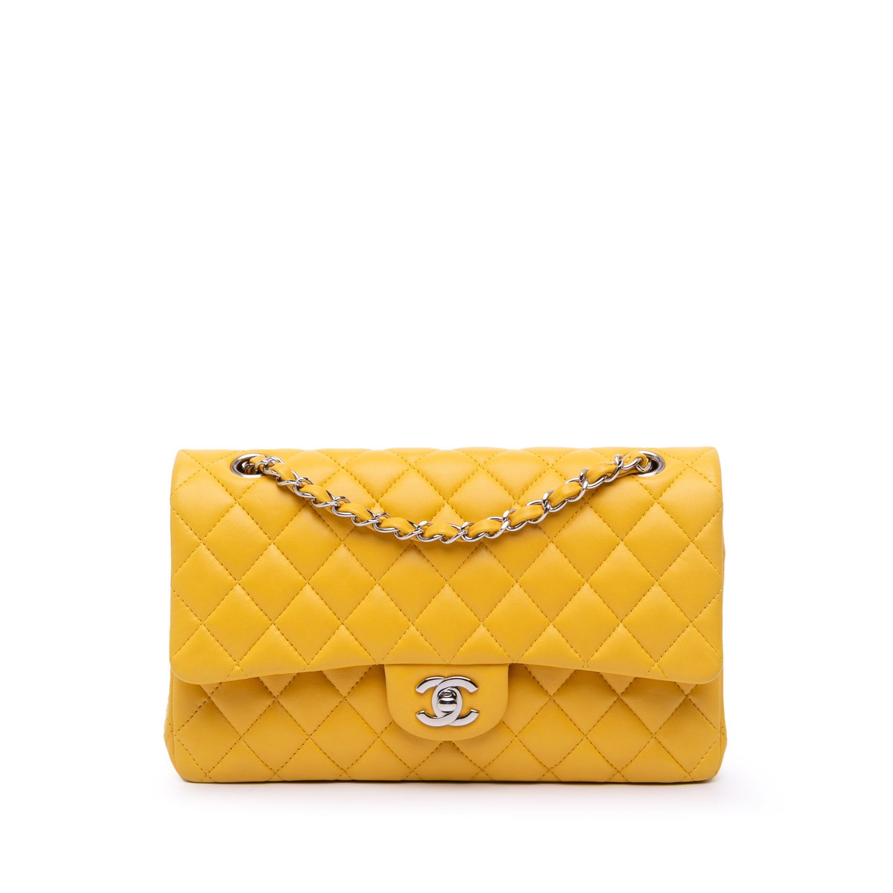 Chanel Medium Classic Lambskin Double Flap Geel