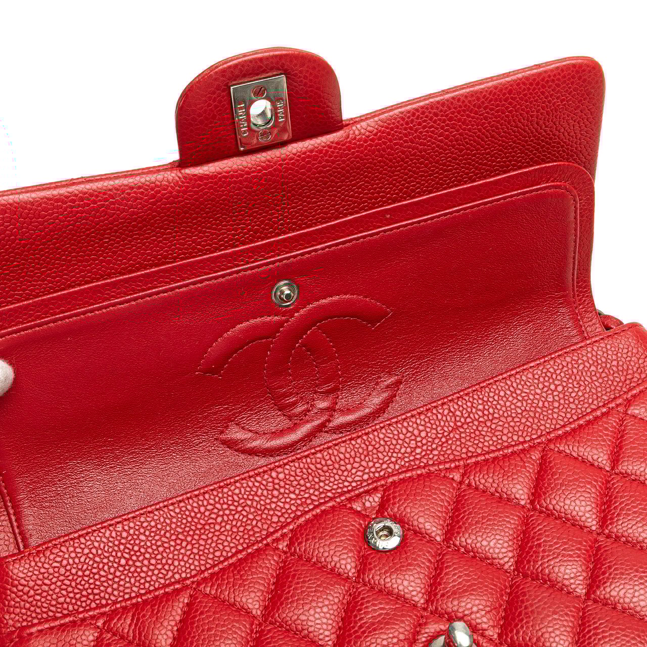 Chanel Medium Classic Caviar Double Flap Rood