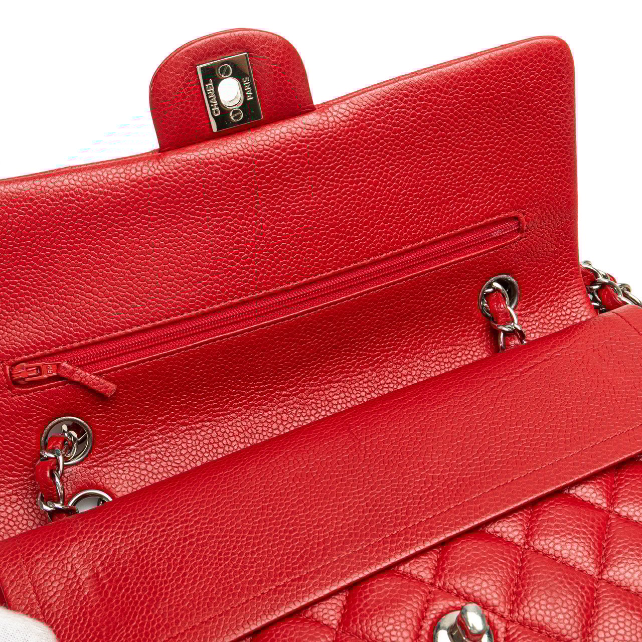 Chanel Medium Classic Caviar Double Flap Rood
