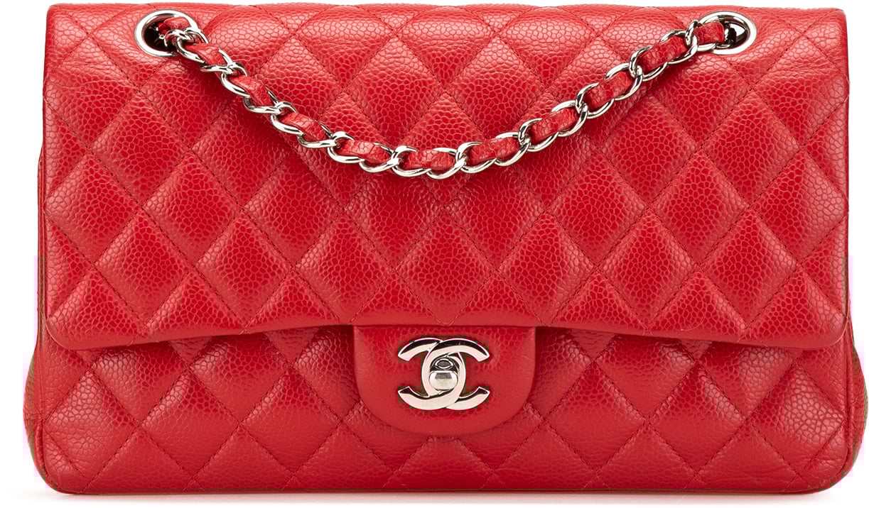 Chanel Medium Classic Caviar Double Flap Rood