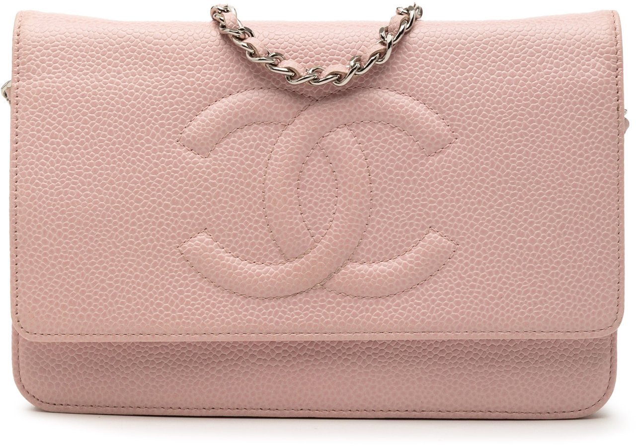 Chanel CC Caviar Wallet On Chain Roze