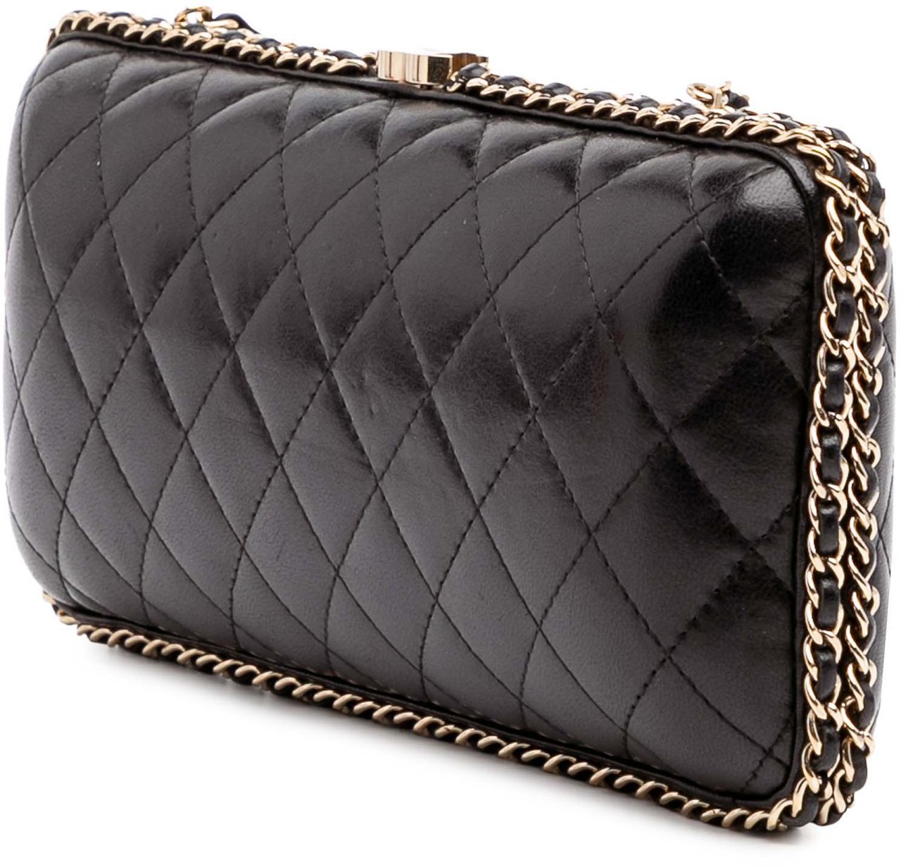 Chanel Quilted Lambskin Chain Around Clutch Zwart