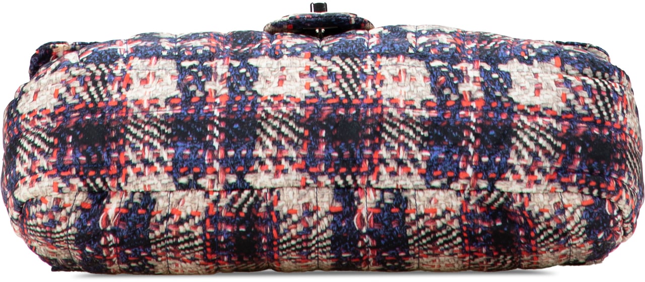 Chanel CC Nylon Tweed Print Single Flap Blauw